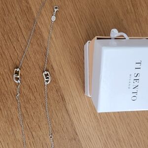 Ti Sento Silver Chain Necklace And Bracelet Set